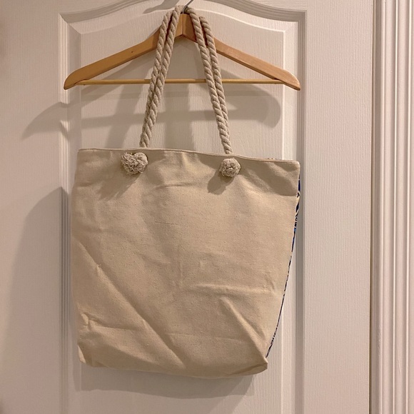 Blue Mandala Canvas Tote Shoulder Bag from GREECE - Picture 4 of 10